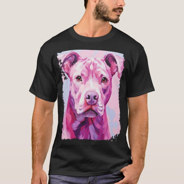 Camiseta Cachorro Pitbull Rosa (Frente)
