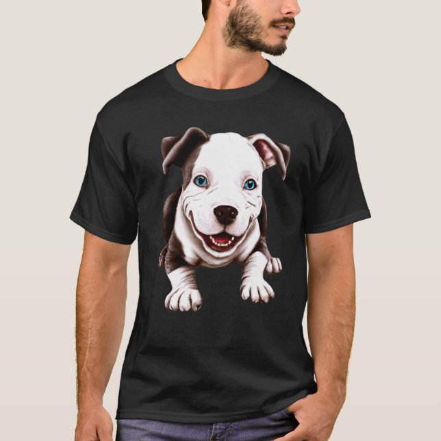 Camiseta Cachorro Pitbull Sorridente Amantes do Pitbull Don (Frente)