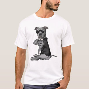 Camiseta Cachorro Pitbull Tatuagem Eu Adoro Pai - Dia de os