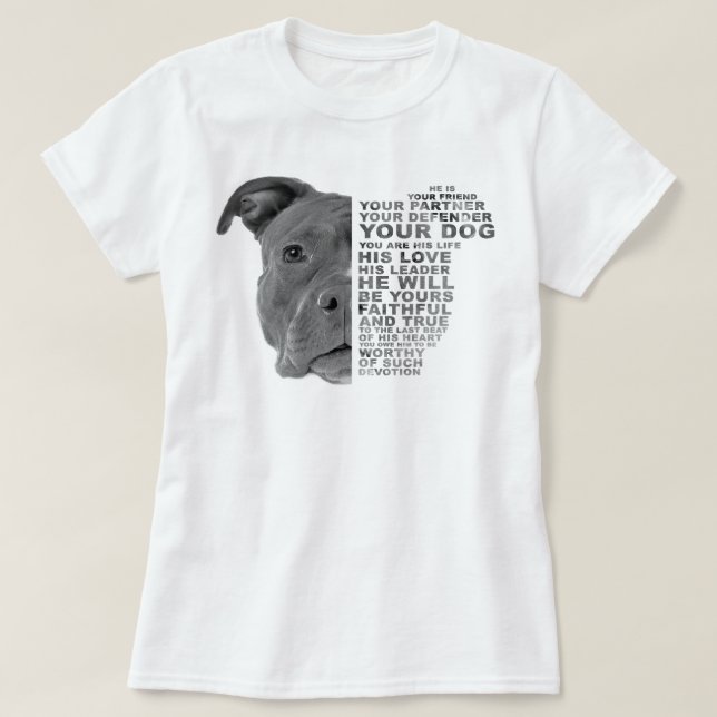 Camiseta Cachorro Pitbuloso Ele É Seu Amigo, Seu Parceiro. (Frente do Design)