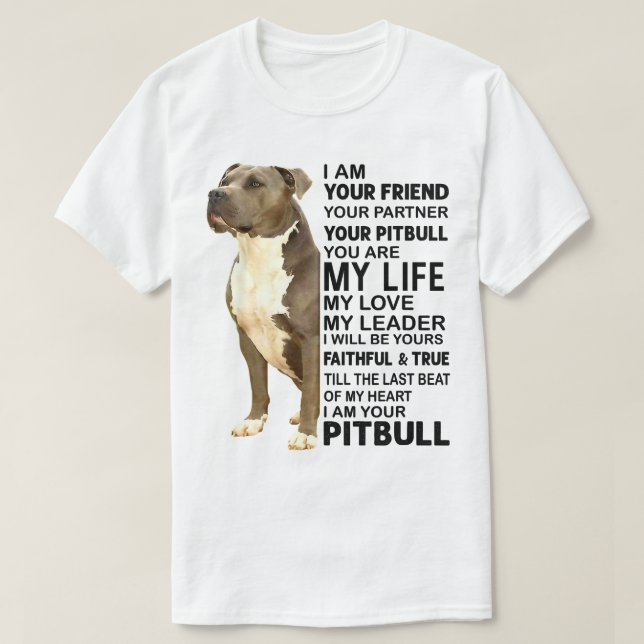 Camiseta Cachorro Pitbuloso Eu Sou Seu Amigo Seu Parceiro S (Frente do Design)