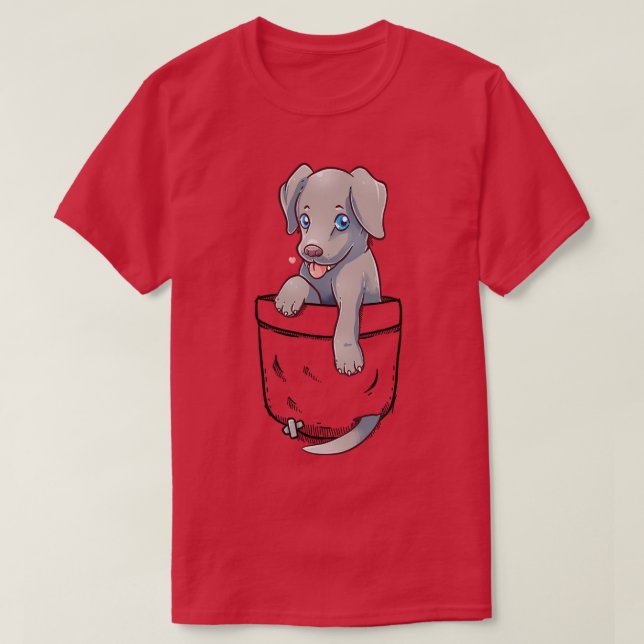 Camiseta Cachorro-Pocket Cute Weimaraner (Frente do Design)
