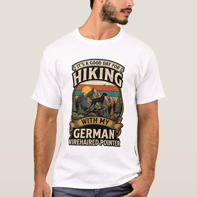 Camiseta Cachorro Pointer Alemão de Cabelo Raspado Caminhan (Frente)