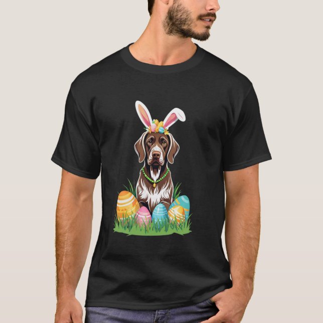 Camiseta Cachorro Pointer de Cabelo Curto Alemão com Orelha (Frente)