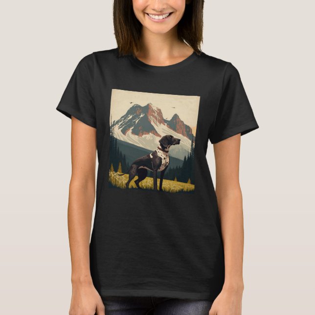 Camiseta Cachorro Pointer de Cabelo Curto Alemão Gravata e  (Frente)
