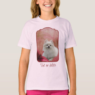 Camiseta Cachorro Pomerânia Branco Flores de Lírio Arte Ani