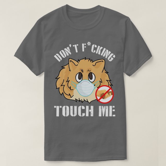 Camiseta Cachorro Pomerano Com Máscara Rosto Não Me Assuste (Frente do Design)