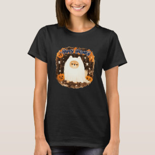 Camiseta Cachorro Pomerano na fantasia fantasma - Feliz Hal