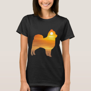 Camiseta Cachorro Pomerano Silhouter Sunrise