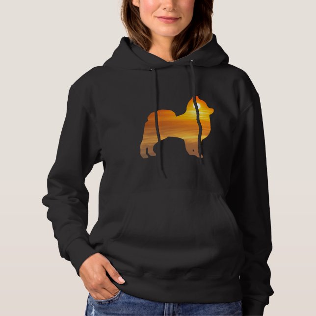 Camiseta Cachorro Pomerano Silhouter Sunrise (Frente)