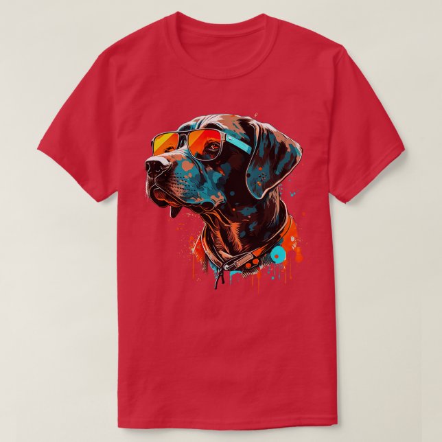 Camiseta Cachorro ponteiro com óculos de sol 5 (Frente do Design)