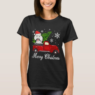 Camiseta Cachorro-Poodle Andando em Desorte de Natal de Cam