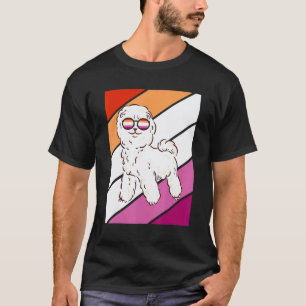 Camiseta Cachorro Poodle Com Orgulho Bandeira Lésbica LGBTQ