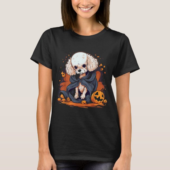 Camiseta Cachorro Poodle Halloween (Frente)