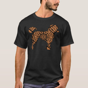 Camiseta Cachorro-Poodle Mandala Castanho-Castanho-Gafanhot