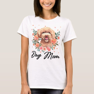 Camiseta Cachorro-Poodle Mulher-Moça-Frita Mãe Cachorro-Flo