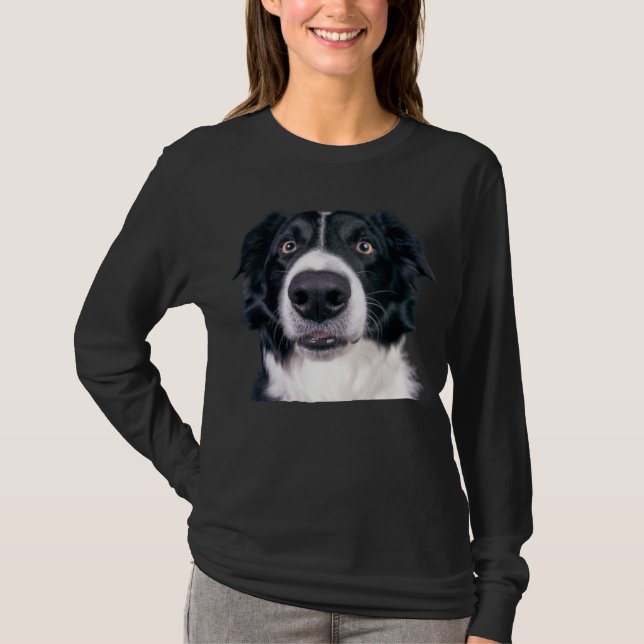 Camiseta Cachorro Preto e Branco Cara (Frente)