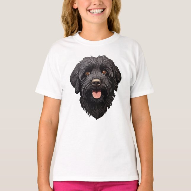 Camiseta Cachorro Preto Labradoodle (Frente)
