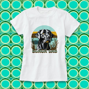 Camiseta Cachorro Preto Labrador Retriever Texto Vintage