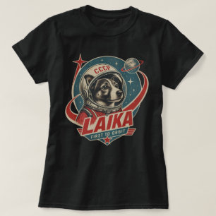 Camiseta Cachorro Primeiro a Orbitar Retro Vintage Cachorro
