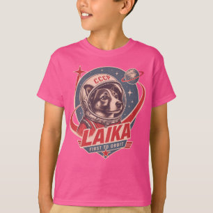 Camiseta Cachorro Primeiro a Orbitar Retro Vintage Cachorro