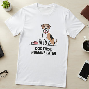 Camiseta Cachorro Primeiro, Humanos Depois - Ilustração Fof