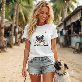 Camiseta Cachorro Pug Adorável e Excêntrico com Coleira de 