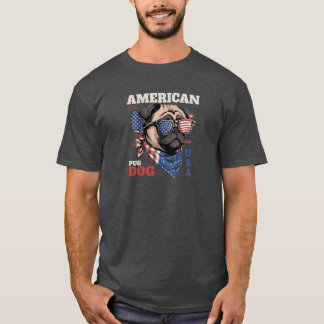Camiseta Cachorro Pug Americano 1776 – Óculos de Sol Patrió