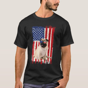Camiseta Cachorro Pug Bandeira Americana Patriótico Indepen