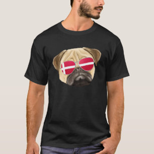 Camiseta Cachorro Pug Bandeira Dinamarquesa Dinamarca Bolso