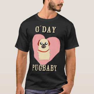 Camiseta Cachorro Pug Bebê com Coração