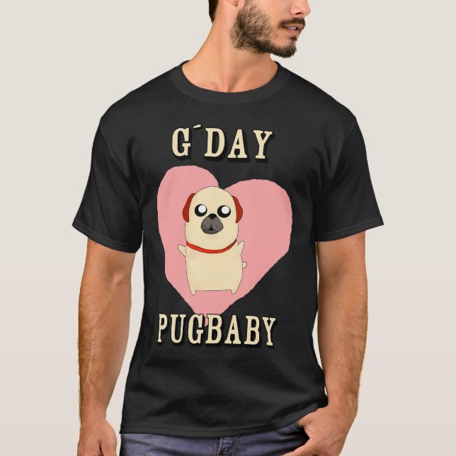 Camiseta Cachorro Pug Bebê com Coração (Frente)