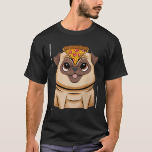 Camiseta Cachorro Pug Bonito Filhote Fatia de Pizza Caixa d