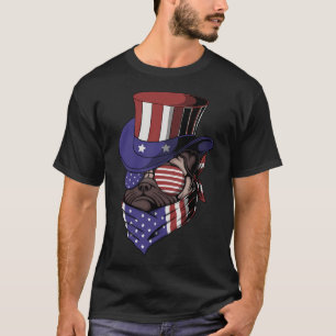 Camiseta cachorro pug chapéu tio sam, cachorro chapéu tio s