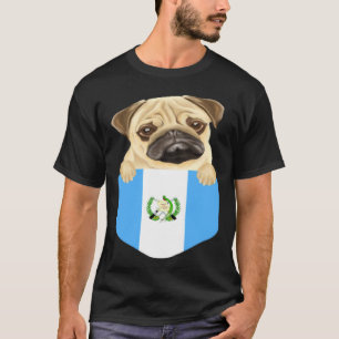 Camiseta Cachorro Pug com Bandeira da Guatemala no Bolso