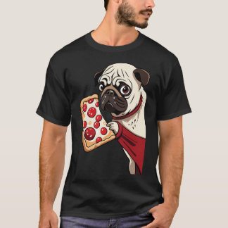 Camiseta cachorro pug comendo pizza