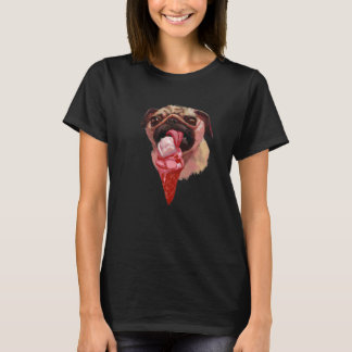 Camiseta Cachorro Pug Comendo Sorvete Fofo 2