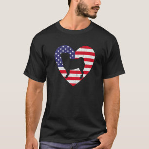 Camiseta Cachorro Pug Coração Bandeira Americana 4 De Julho