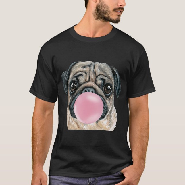 Camiseta Cachorro Pug de Bubblegum (Frente)