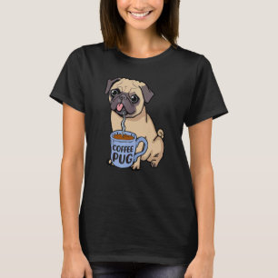 Camiseta Cachorro Pug de Café é Amor, Eu Amo Meu Bebê Pug,