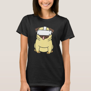 Camiseta Cachorro Pug de Realidade Virtual Jogador de Vr