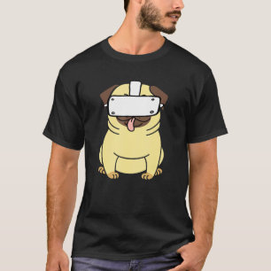 Camiseta Cachorro Pug de Realidade Virtual Jogador de Vr