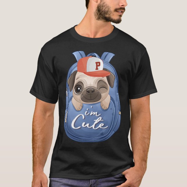 Camiseta Cachorro Pug de Rosto Fofo (Frente)