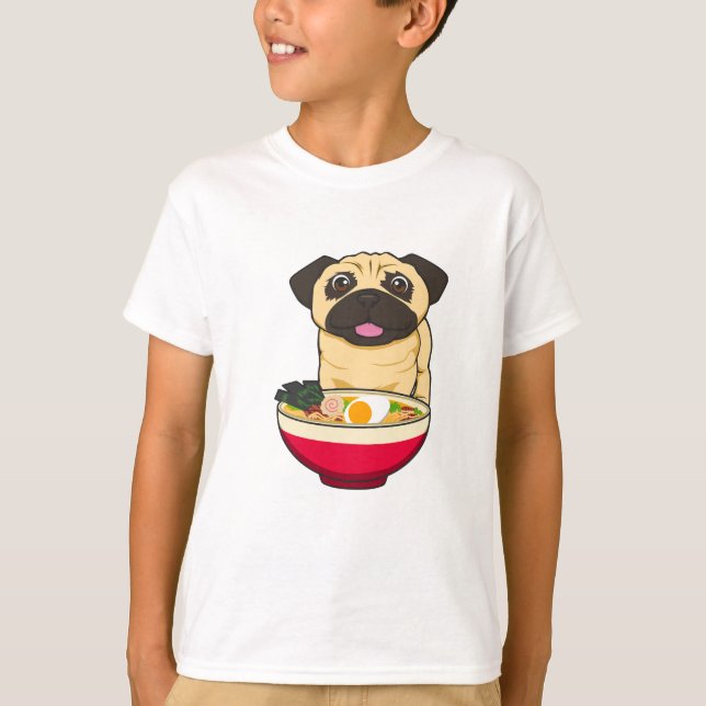 Camiseta Cachorro Pug e Ramen (Frente)