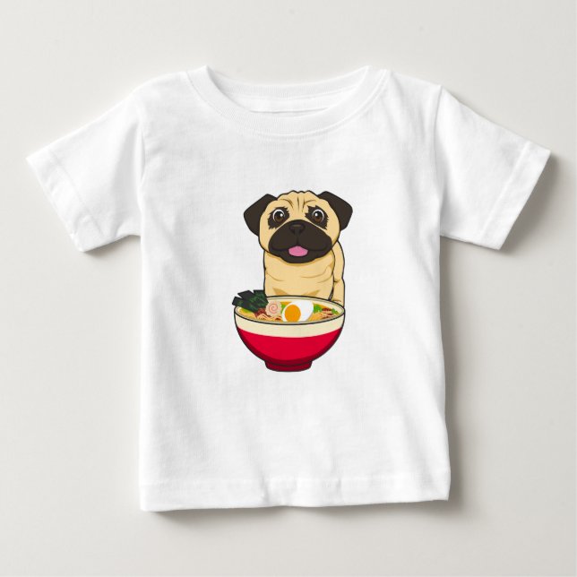 Camiseta Cachorro Pug e Ramen (Frente)