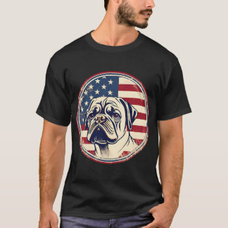 Camiseta Cachorro Pug em uma bandeira americana angustiado