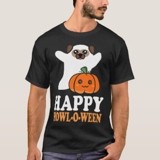 Camiseta Cachorro Pug Fantasma Fofo Halloween Feliz Howl O