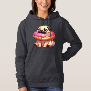 Camiseta Cachorro pug fofo com donut lanchar sobremesa