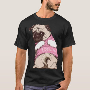 Camiseta Cachorro pug fofo com terno e asas de anjo senhora