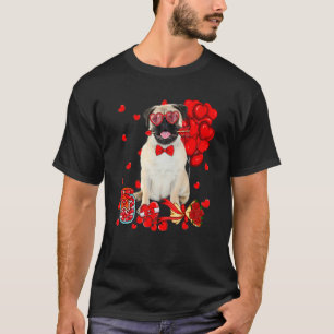 Camiseta Cachorro Pug Fofo Coração Engraçado Dia dos Namora
